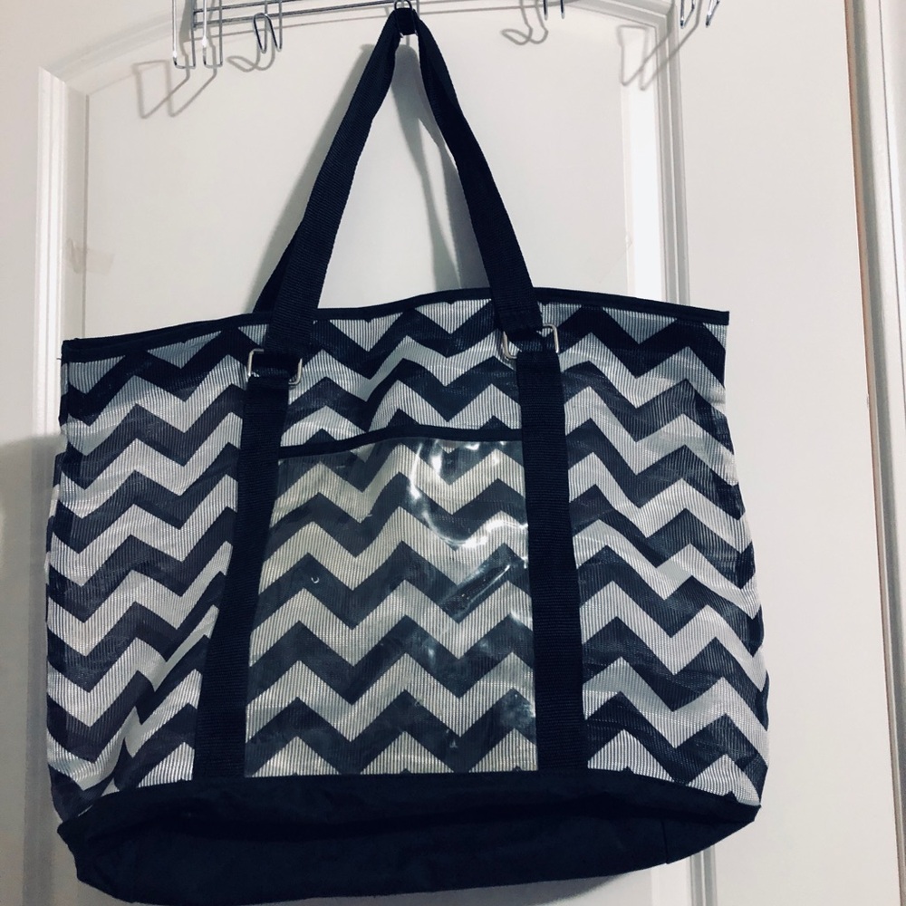 Source Unknown Black and White Chevron Tote Bag